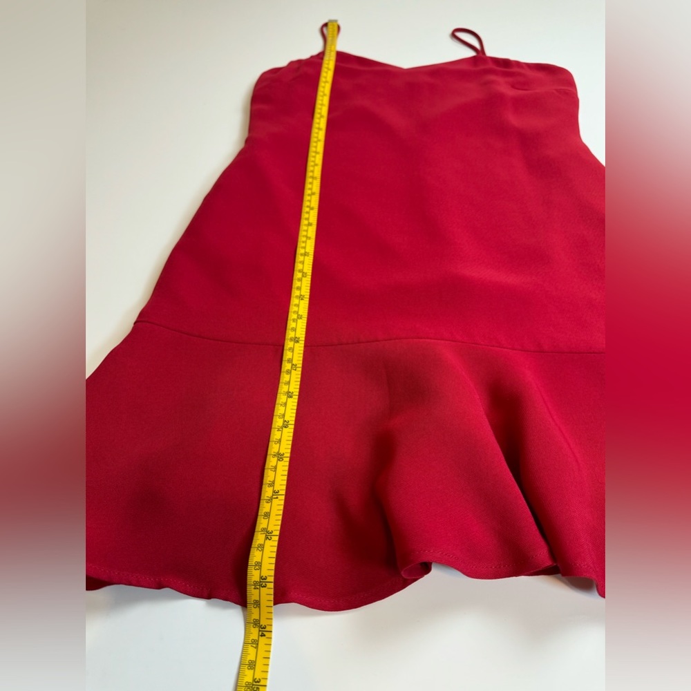 ANN TAYLOR Red Mini Dress Ruffle Bottom Size 6 Made In USA - Picture 3 of 7